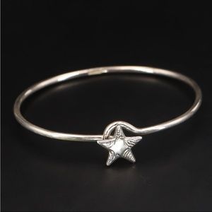 VTG Sterling Silver - Fluted Star 6" Hook & Eye Bracelet - 7g